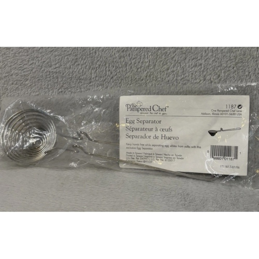 New Pampered Chef Egg Separator #1187 Stainless Spiral NIP